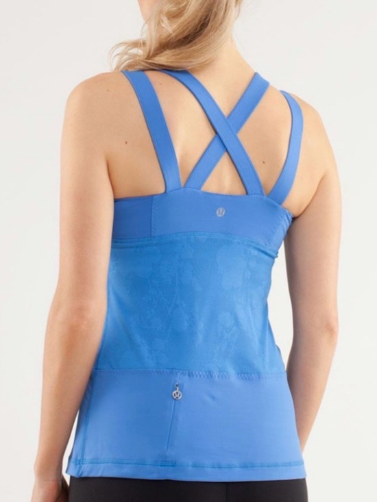 lululemon athletica Tops - Lululemon Chaturanga blue mesh-back athletic tank, 8